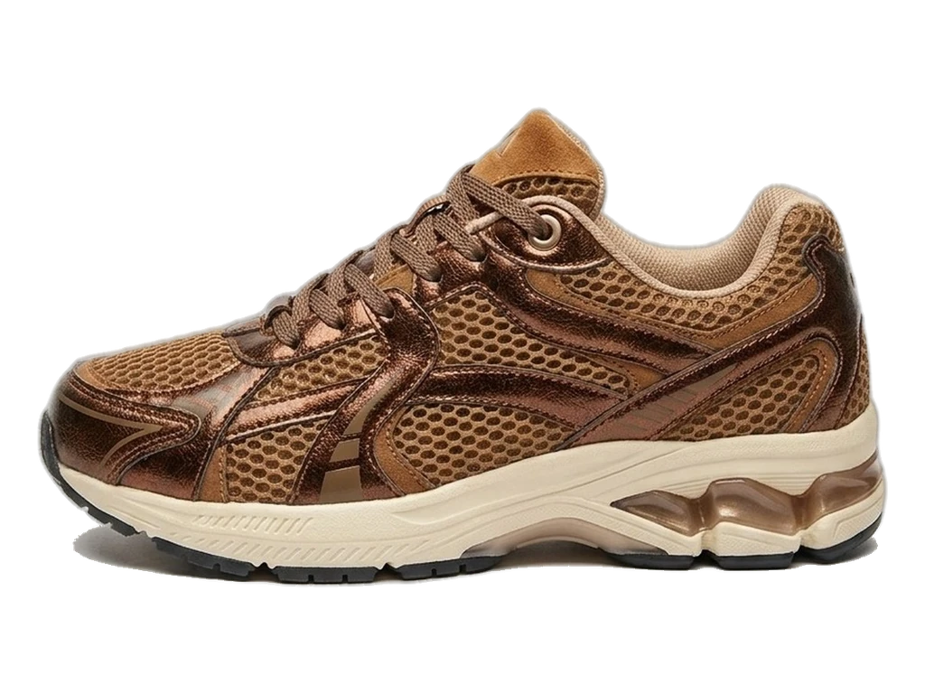 Basket ASFVLT City Run en mesh chocolat, empiècements bronze et semelle épaisse