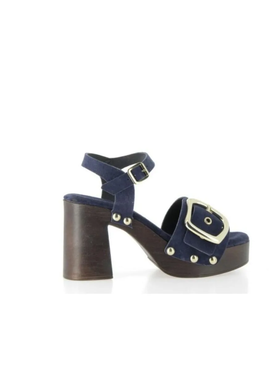 Sandales à talon Carpiquet bleu marine, Coco et Abricot