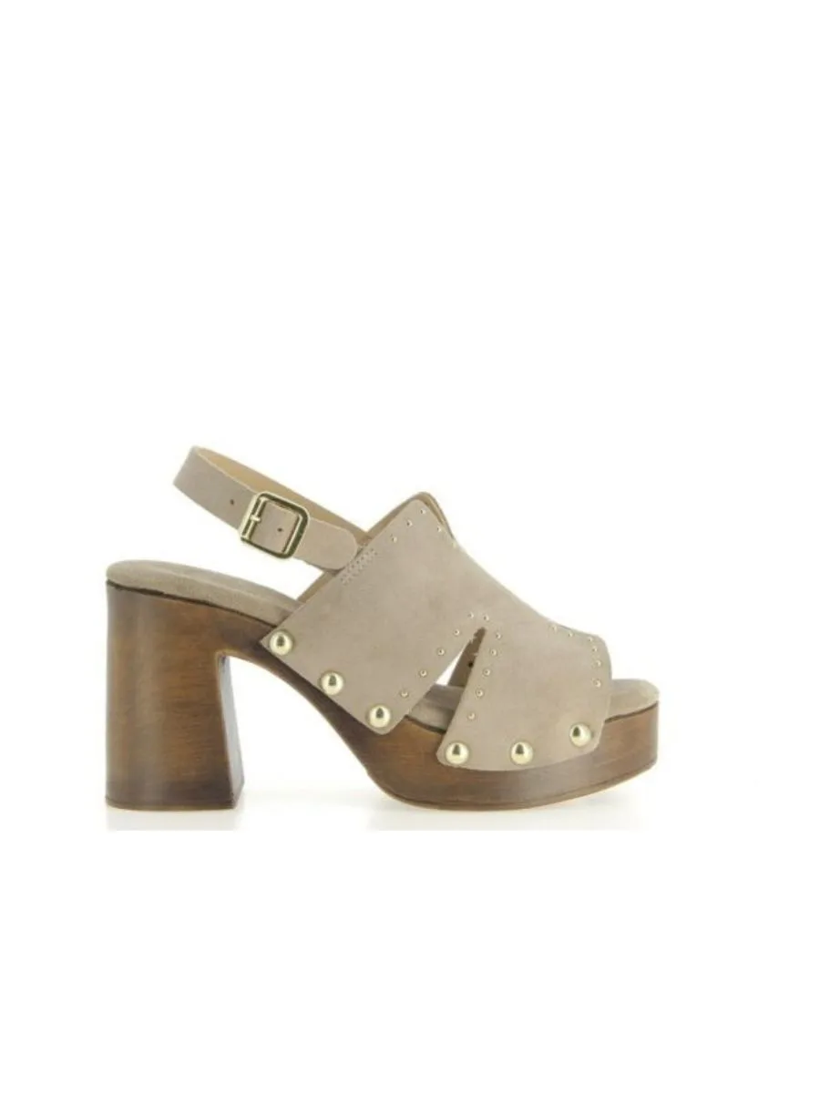 Sandales à talon Carolles taupe, Coco et Abricot