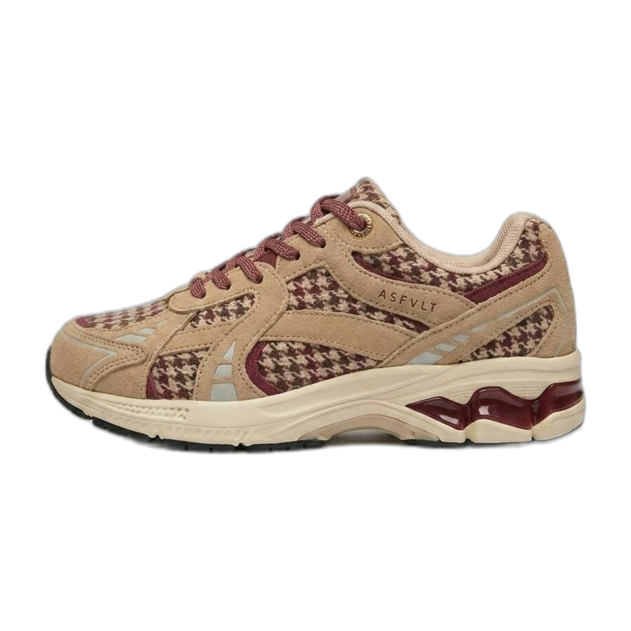 Basket City Run en pied-de-poule bordeaux et beige