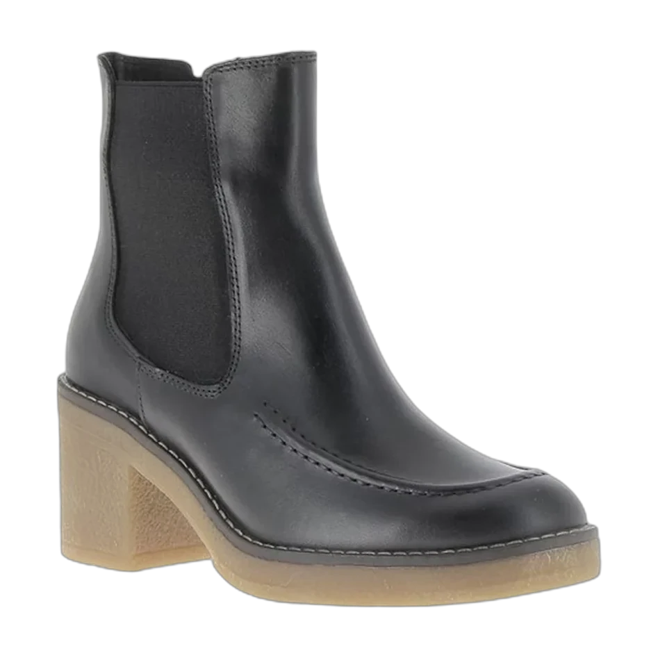 Bottines à talons semelle crêpe Etival, cuir noir